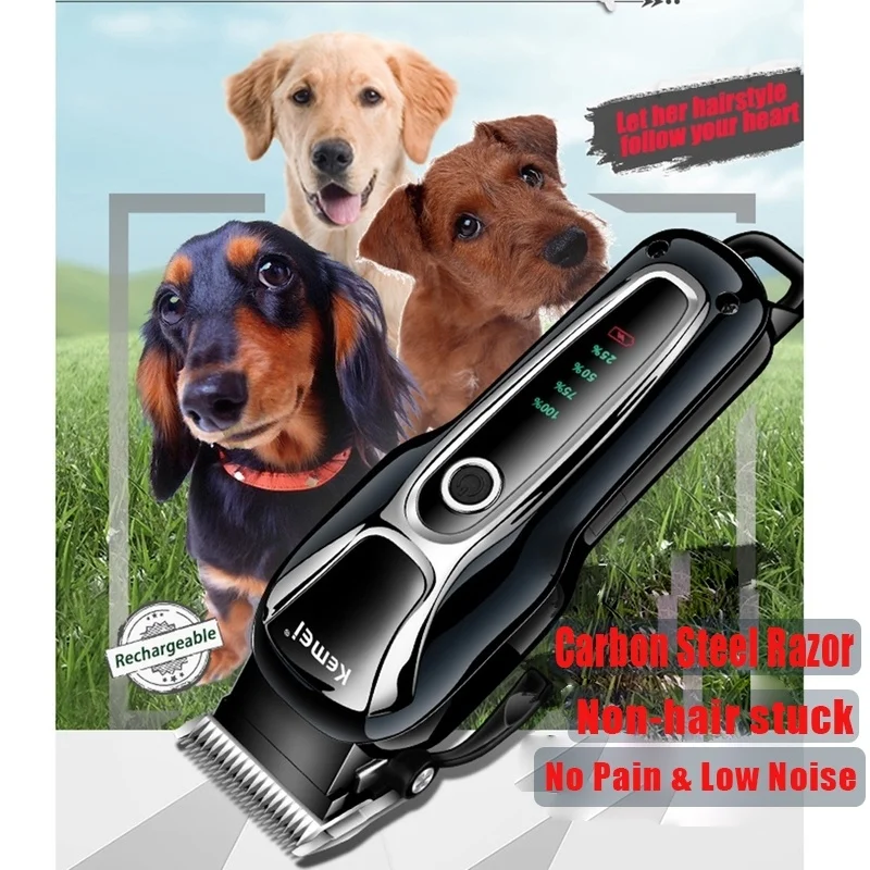 

KEMEI Professional Animal Rechargeable Cordless Pets Clipper Kit Dog Cat Grooming Tools