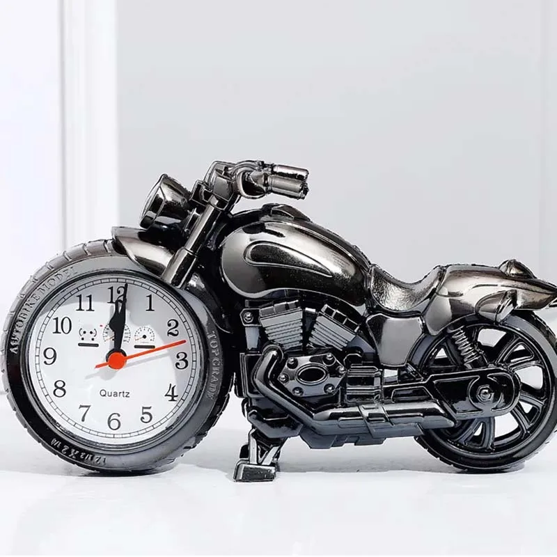Motorcycle styling Round Alarm Clock Desktop Table Bedside Clocks Kids Adults Travel Clock Decor