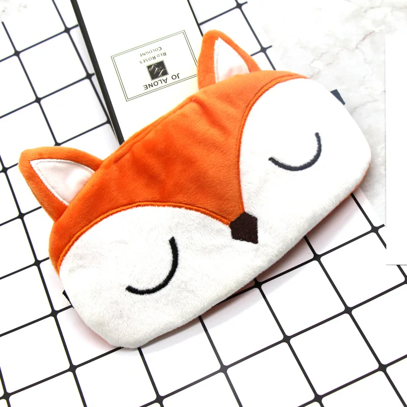 

New Style Cute Crystal Short Plush Cartoon Fox Words Sleep Eye Patch Embroidery Eyeshade Factory Customizable Wholesale
