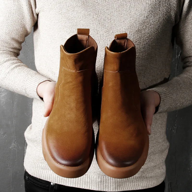 

2019 New Style Men Martin Boots Hight-top Genuine Leather Men's Leather Boots Genuine Leather First Layer of Leather Shoe Men's