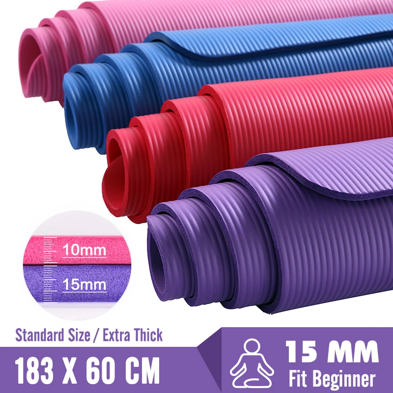 cheap Thick 15MM Yoga Mats 183X60 Pilates Fitness Body Building Mat Non slip Gym Exercise Dancing Pad For Beginners Men Women Tapete