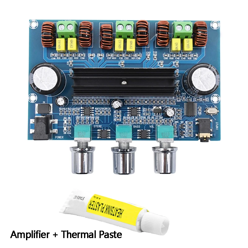 TPA3116D2 Bluetooth 5,0 аудио усилитель плата TPA3116 цифровой усилитель мощности 2,1 канальный стерео усилитель класса D для AUX с Чехол - Цвет: Золотой