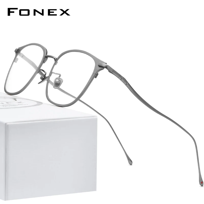 

FONEX Pure Titanium Glasses Frame Men Square Myopia Optical Prescription Eyeglass Frame Women 2020 New Ultralight Eyewear 8522