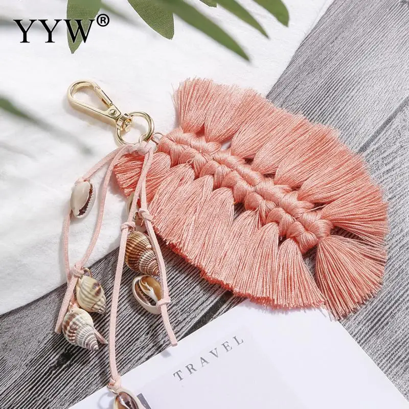 Цветной брелок сумка аксессуары кисточкой брелок для ключей Pompom декоративная сумочка брелок для ключей Boho висячие украшения для женщин девочек