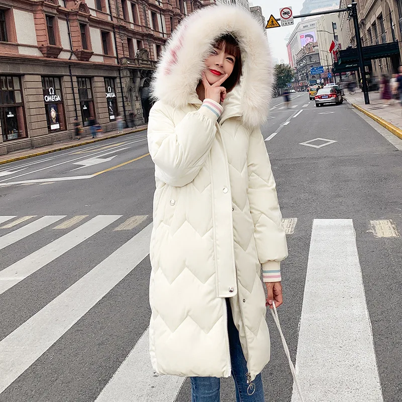 

2019 down Jacket Women's New Style Winter Korean-style Mid-length Gold Velvet Large Size Cotton-padded Clothes Loose-Fit Coat Co