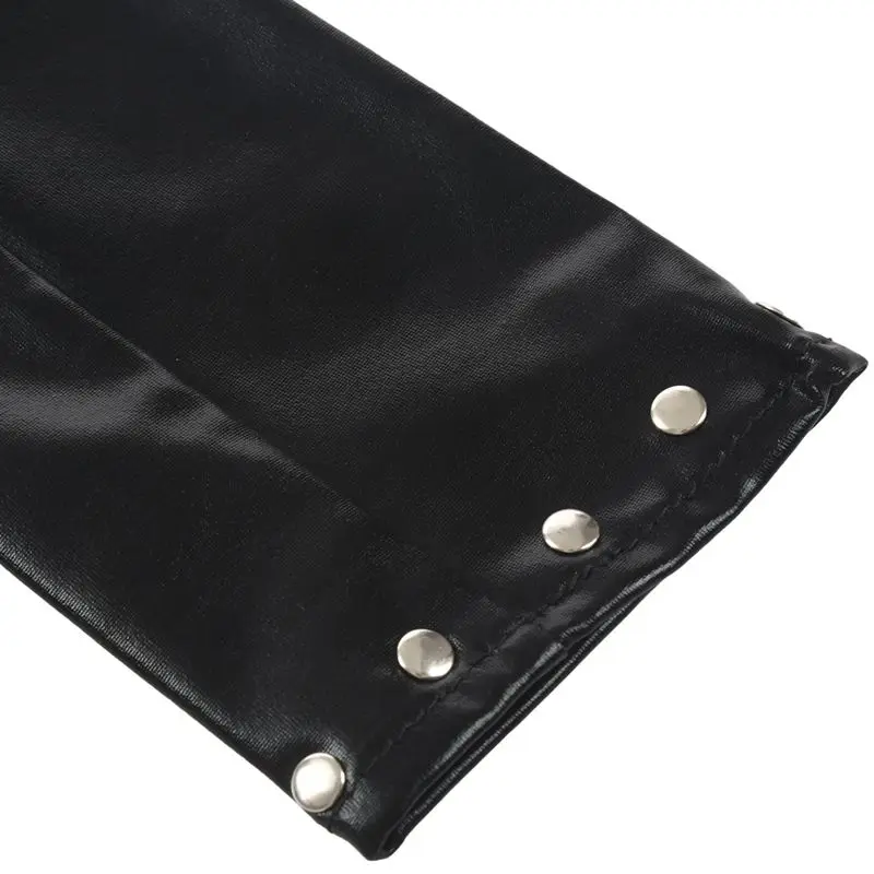 1 пара Glam Arm Warmer Goth Wet Look блестящие металлические перчатки без пальцев Клубная одежда костюм, черный