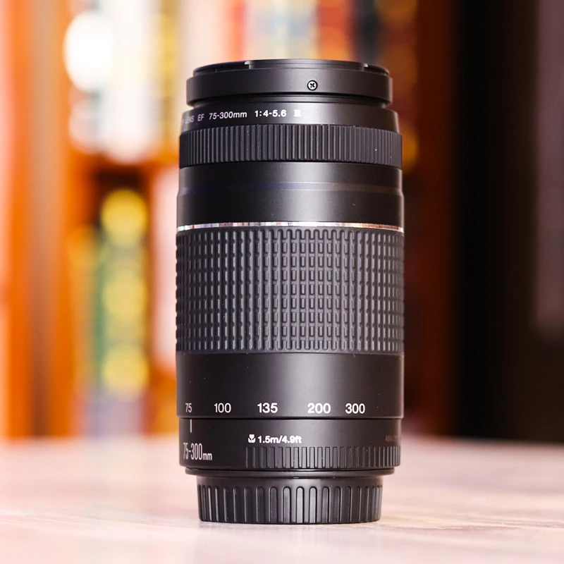 Б/у объектив 95% 75-300 мм EF F/4-5.6 III телеобъектив для Canon EOS 1300D 650D 700D 60D 70D 80D 6D 7D 5D2 5D3 T3i T5i T6