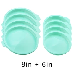 Silicone Cake Pan Set - Round Layer Bakeware Mold for Rainbow Cakes and Mousse (2-8 pcs) (6in 4pcs 8in 4pcs a)