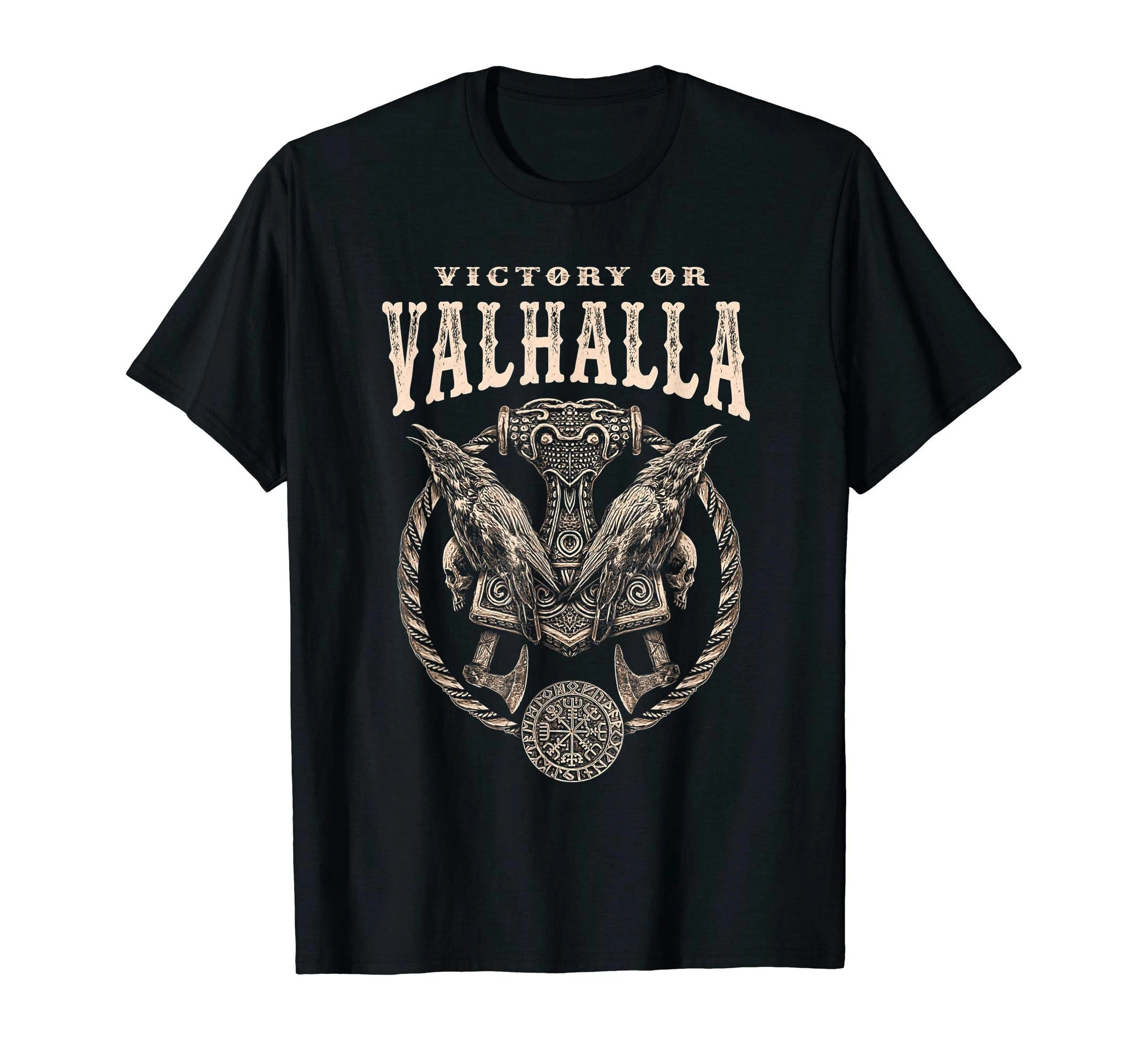 

Victory or Valhalla T-Shirt Hugin and Munin Viking Axe Gift