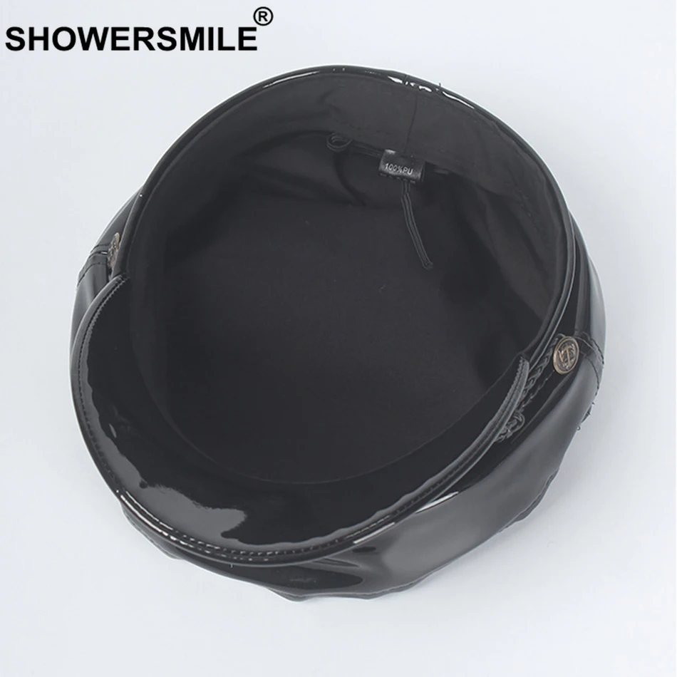 Shouresmile женская черная шляпа моряка военные шапки из лакированной кожи