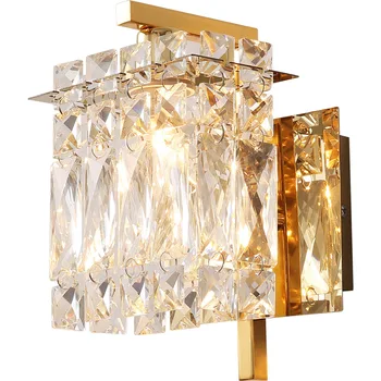 

Crystal Modern Wall Light Chrome Hardwired Fixture for Bathroom Vanity