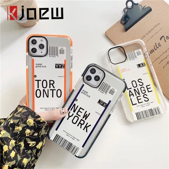 

KJOEW INS Label Bar Code Letter Phone Case For iPhone 11 Pro 7 8 Plus X XR XS Max Transparent Shockproof Soft TPU Back Cover