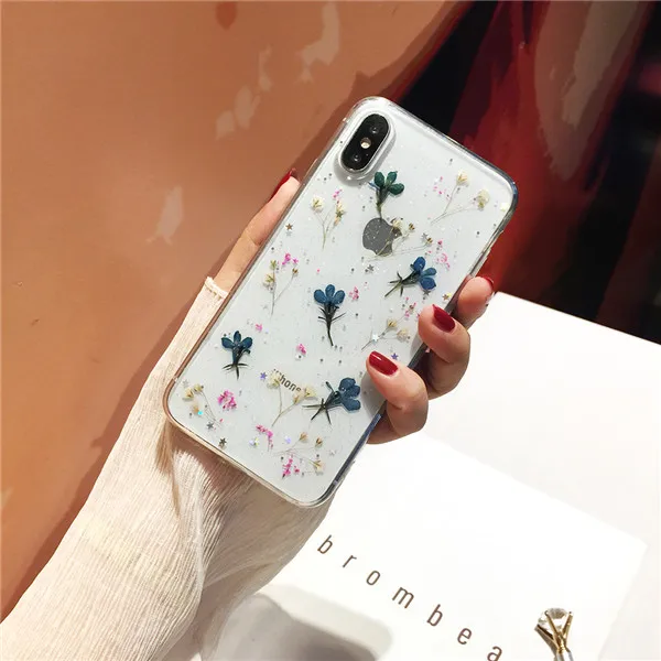 4 Qianliyao настоящие сушеные цветы прозрачный, мягкий чехол для iphone X 6 6S 7 8 Plus 11 Pro Max чехол для телефона для iphone XR XS Max чехол - Цвет: 4