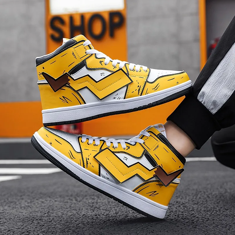 Pokemon Pikachu zapatos casuales zapatos de los hombres calzado de Hip Hop moda Zapatillas torpes hombres zapatos casuales zapatos de hombre Zapatos de alta