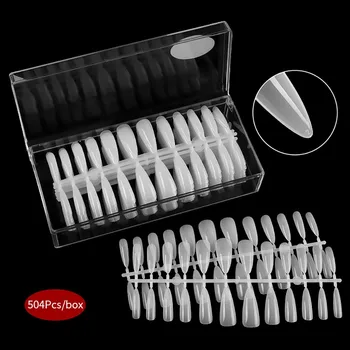 

504 Pcs Pleated Non-trace Nail Tip Full Stick Fake False French Nail Short Version Of Droplet Tip False Nail Piece Box Dec