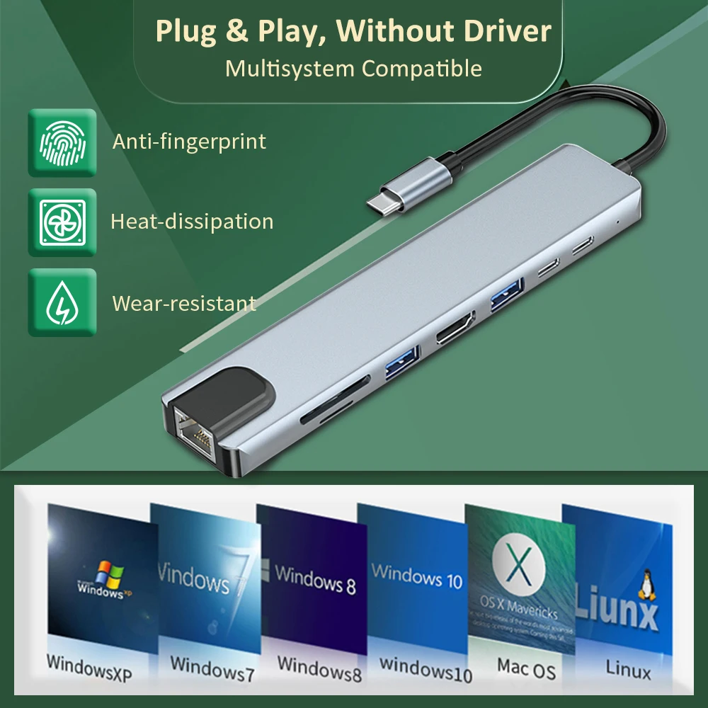 USB C HUB 3.0 USB To Type C  Adapter Docking Station for MacBook Pro M1 Laptop Computer 4K HDMI HUB PD Fast Charge USB Splitter