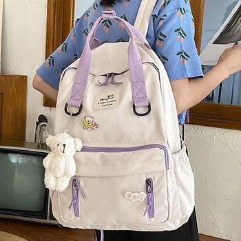 

JOYPESSIE Fashion Women Backpack for Teenager Girls Kawaii Black School Bag Simple Men Waterproof Travel Mochila Rucksack