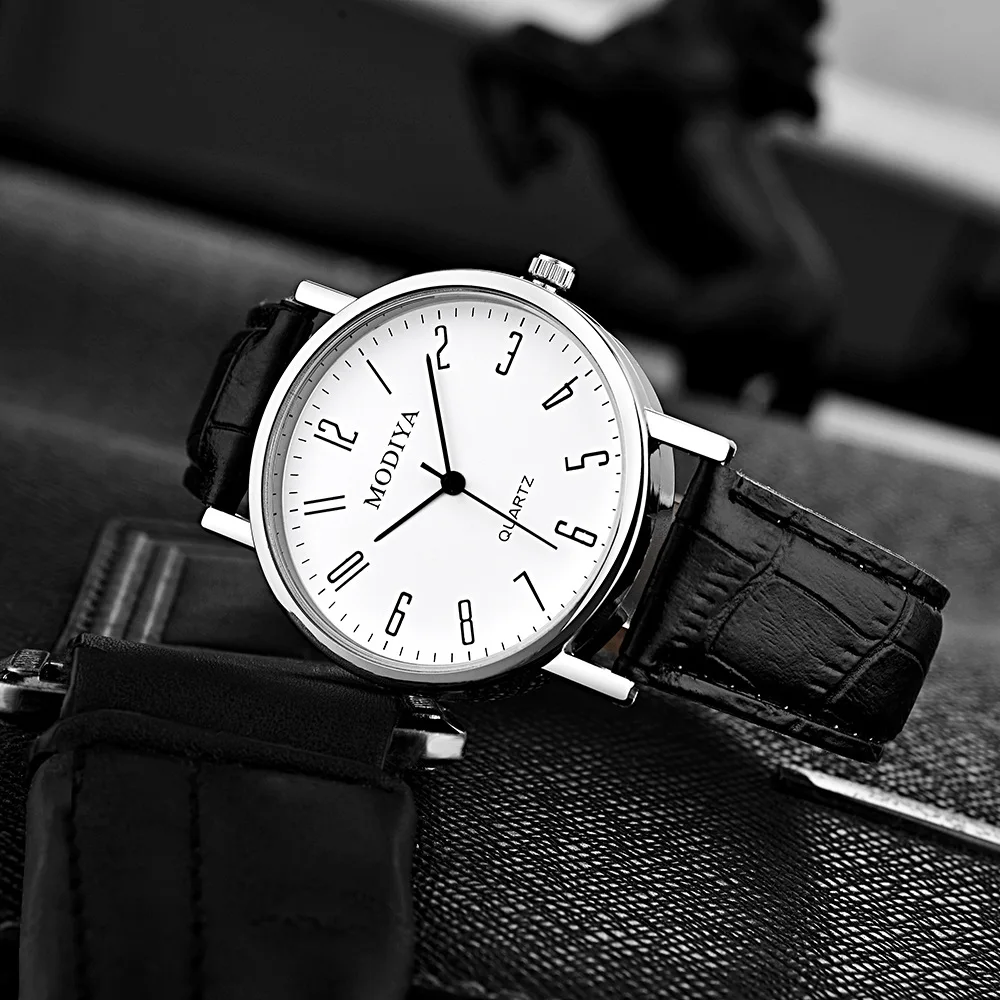 Fashion Featured Quartz Watch Three Eyes Watch Top Brand Luxurious Men's Watch Leather Belt Men's Black White Glass Belt Men