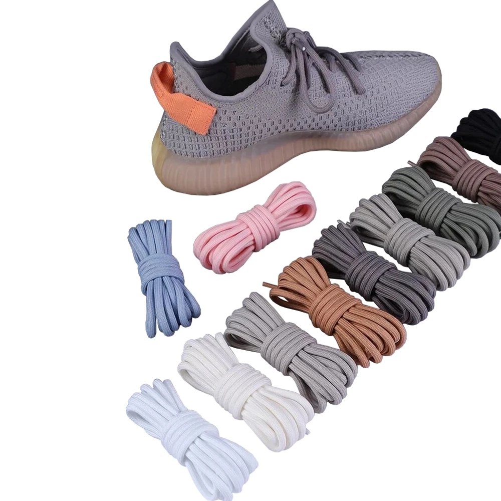 1 Pair 2022 New 47"/55" Round Shoelaces White Solid Classic Shoe Laces for Yeezy Shoes Clunky Sneaker Shoelaces Shoestrings