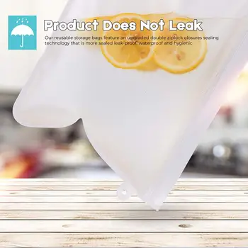 

VKTECH 10Pcs PEVA Silicone Food Storage Bag Reusable Freezer Bag Leakproof Top Zip Lock Bags Kitchen Organizer Fresh-keeping Bag