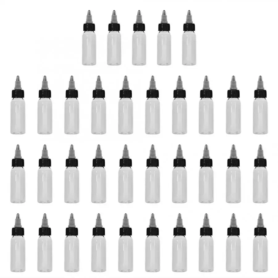 

30ml New White Twist Cap Empty Plastic Tattoo Ink Pigment Makeup Clear transparent Bottle