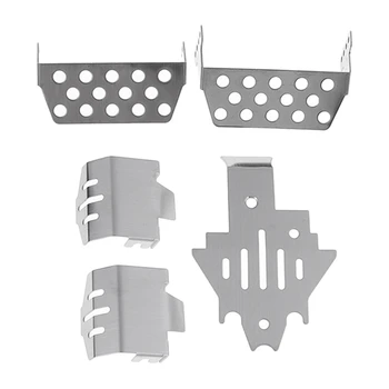 

FBIL-5Pcs/Set RC Climbing Car Stainless Steel Chassis Armor Protection Skid Plate for TRX-4 82056-4 TRAXXAS T4 RC Car Modified U