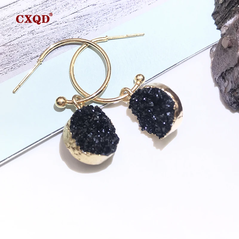 Минималистичные модные серьги CXQD из сплава с золотым покрытием круглые образной