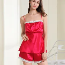 Сексуальная Женская пижама для женщин kigurumi Домашняя одежда ночнушка Очаровательная кружевная слинг пижамы майка и шорты наборы для сна h4