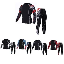 Мужские комплекты термобелья для мужчин, теплое компрессионное быстросохнущее термобелье для фитнеса, кальсоны, одежда