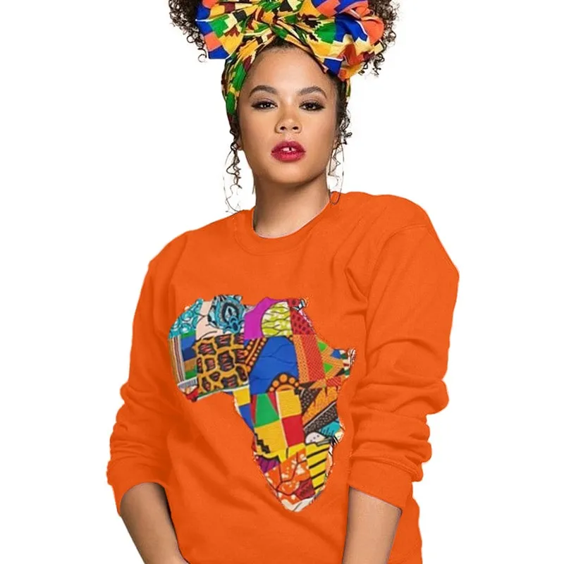 UIDEAZONE, цветные женские толстовки с рисунком в африканском стиле, повседневные пуловеры с круглым вырезом и принтом, женские свитшоты, осень, уличная одежда