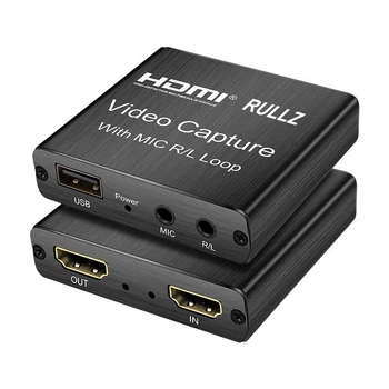 

4K 30 1080P HDMI To USB 2.0 Video Capture Card Mic In Audio Loop Out Game Recording Box for Youtube OBS Live Streaming Broadcast