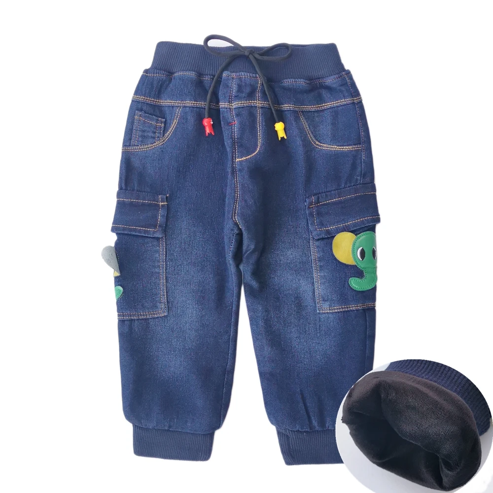 Chumhey/От 0 до 3 лет джинсы для малышей Сезон осень зима Флисовые эластичные брюки