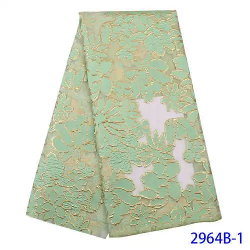 Высокое качество парча жаккардовая ткань парча кружево зеленый африканская ткань жаккард кружева ткани для нигерийской свадьбы XZ2964B - Цвет: 2964B-1