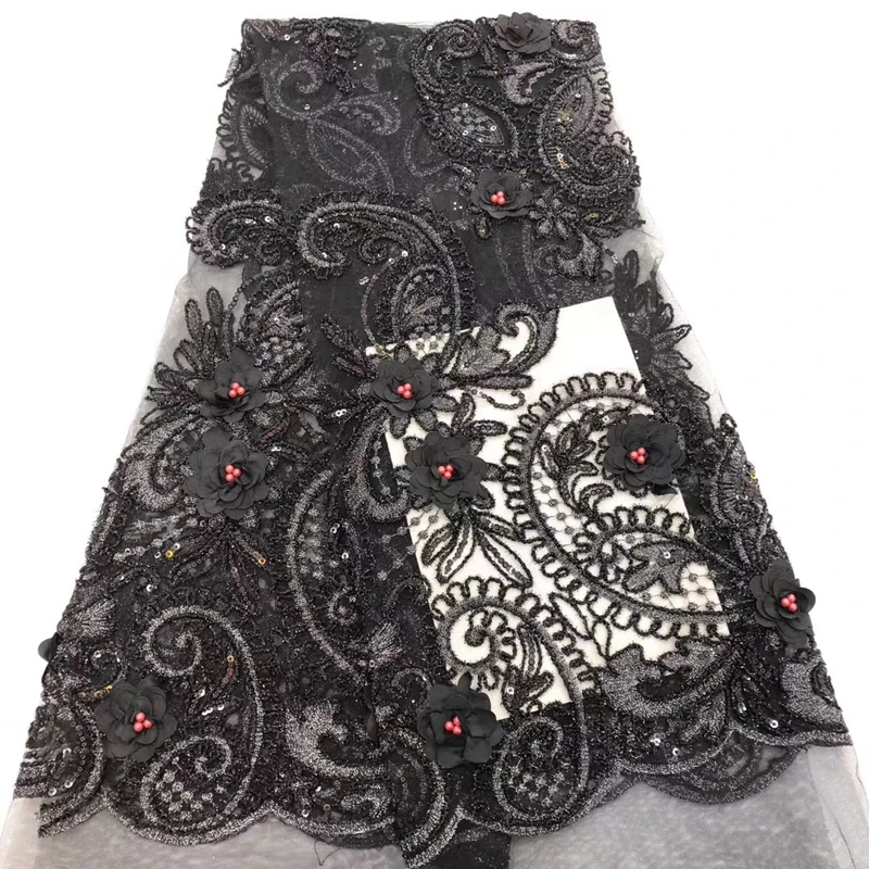 Модное последнее поступление африканская кружевная ткань с блестками вышитая 3D цветок мягкая швейцарская вуаль французская Кружевная Ткань 5 ярдов