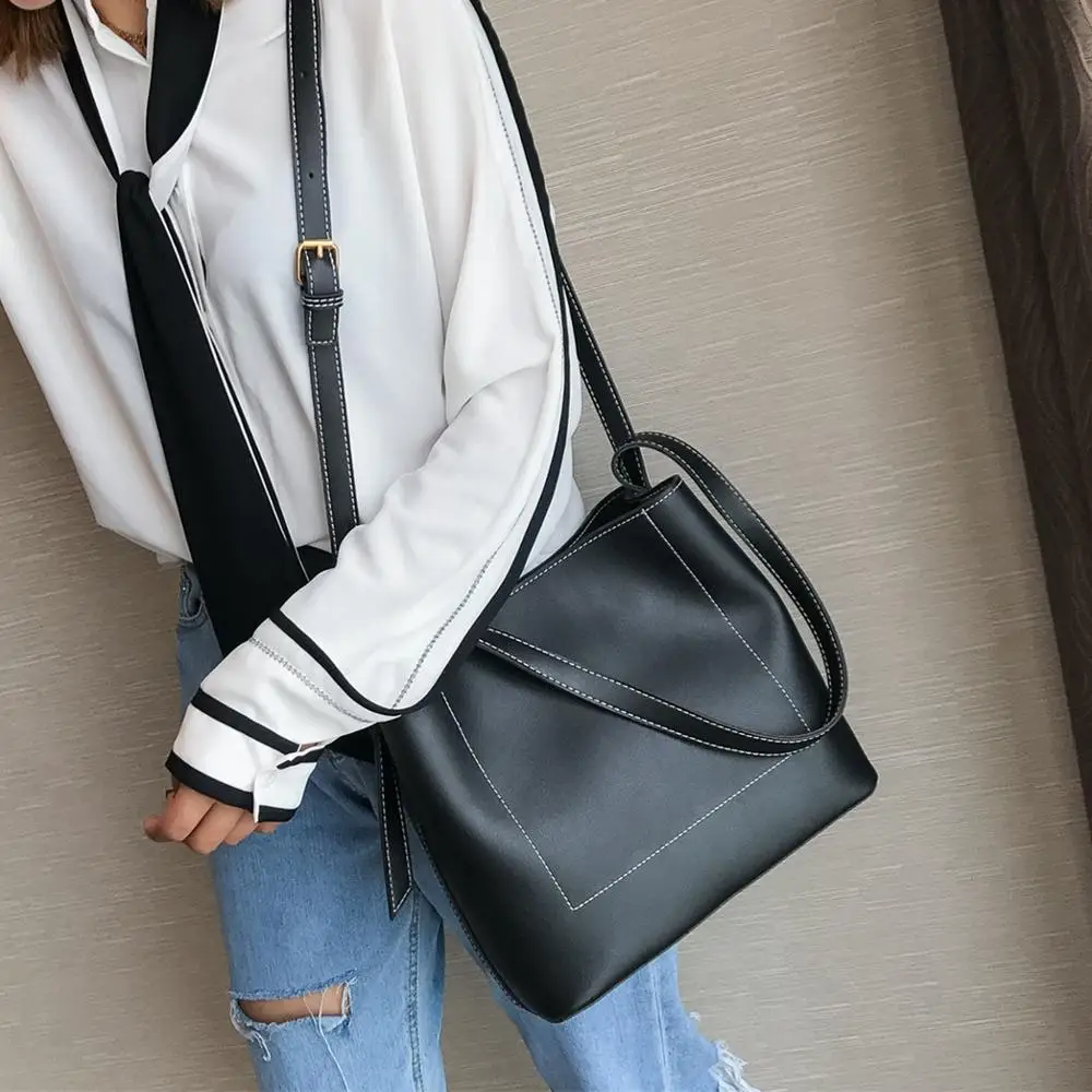 

ANAWISHARE Women Leather Handbags Bucket Shoulder Bags Large Crossbody Bags For Girls Messenger Bags Bolsa Feminina