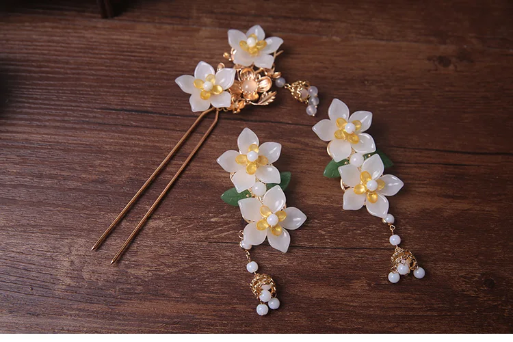 Новинка Hanfu cheongsam кисточка шпилька цветок пара клипов Kanzashi Шпилька, которая сотрясается при ходьбе обруч для волос с орнаментами классические аксессуары для волос