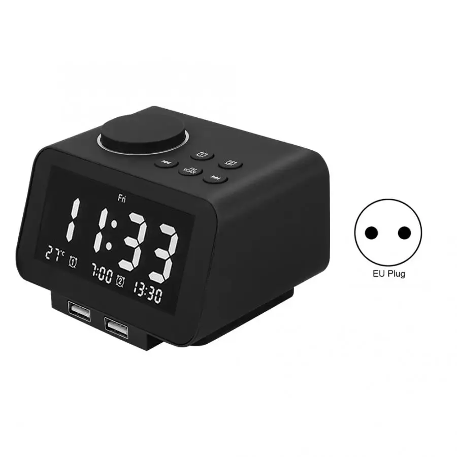 EU Plug K8 умный электронный светодиодный радио Будильник двойной USB инновационный прикроватный FM Радио цифровые часы температура окружающей среды дисплей - Цвет: EU Plug
