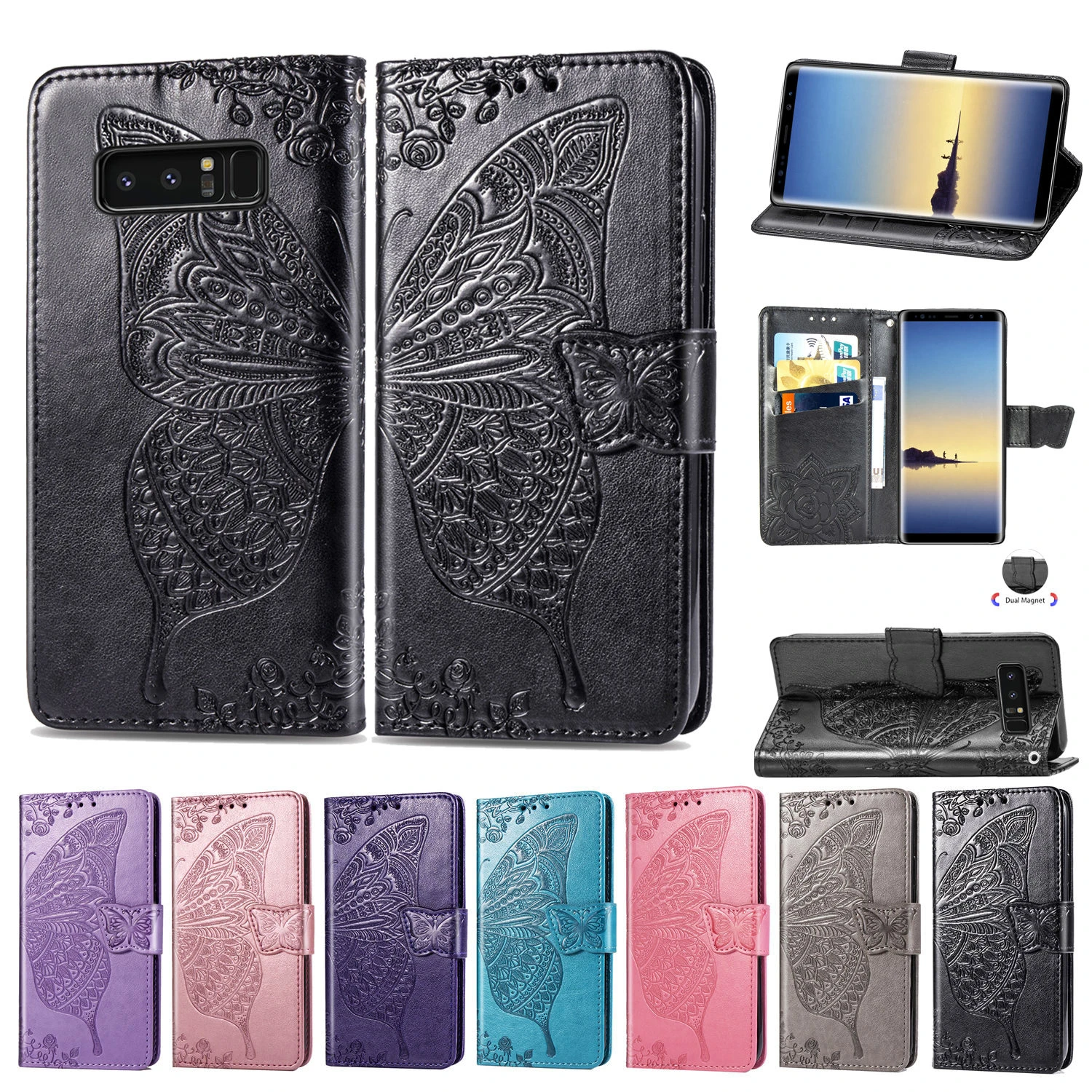 

Butterfly Phone Case For Samsung Galaxy Note 8 9 10 Pro Case Galaxy M10 M20 M30 M40 Flip Leather Capa For Galaxy A20E A10E Cover