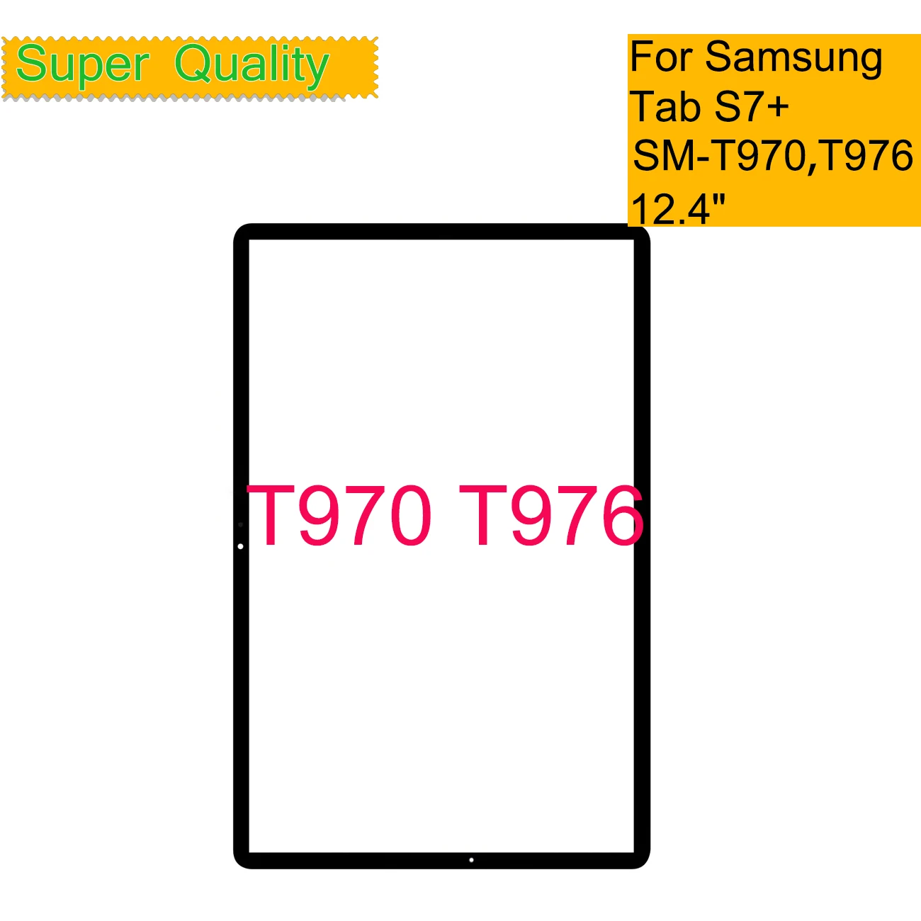 Painel Touch Screen para Samsung Galaxy Tab s7 Plus Tablet T970 T976 Lente Frontal de Vidro Exterior com Substituição Oca 10 Pcs por Lote