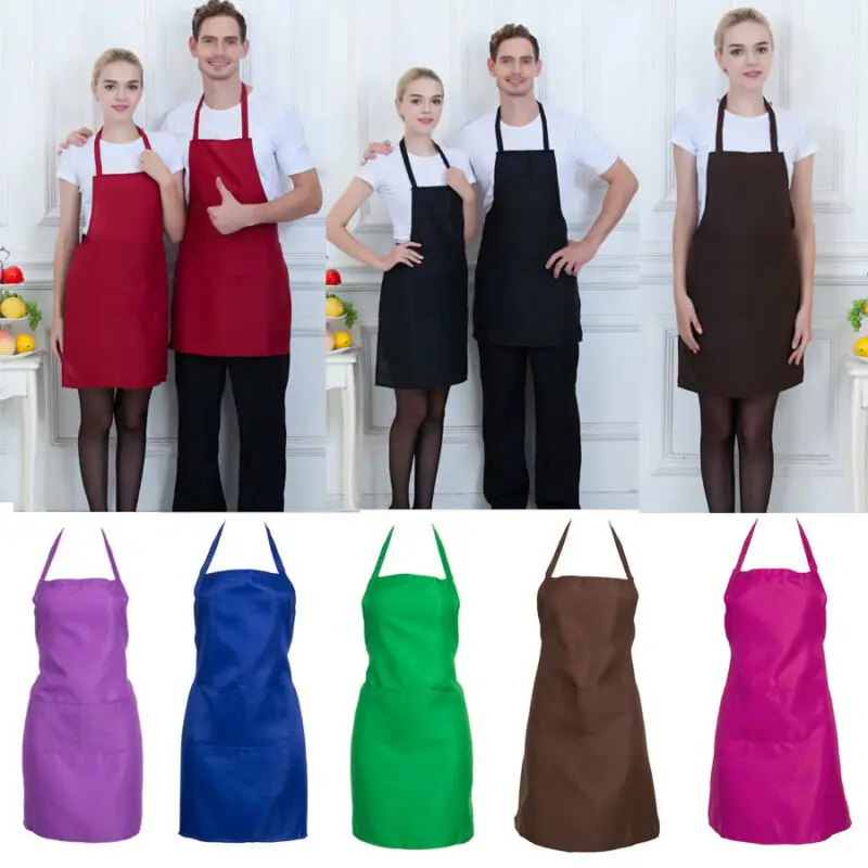 

2019 Newest Hot Plain Apron Front Pocket Bib Kitchen Cooking Craft Baking Art Jamming Kids Adult Kitchen Accessories