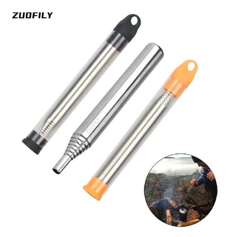Outdoor Blow Fire Tube Mouth Blowpipe Collapsible Telescopic Fire Blow