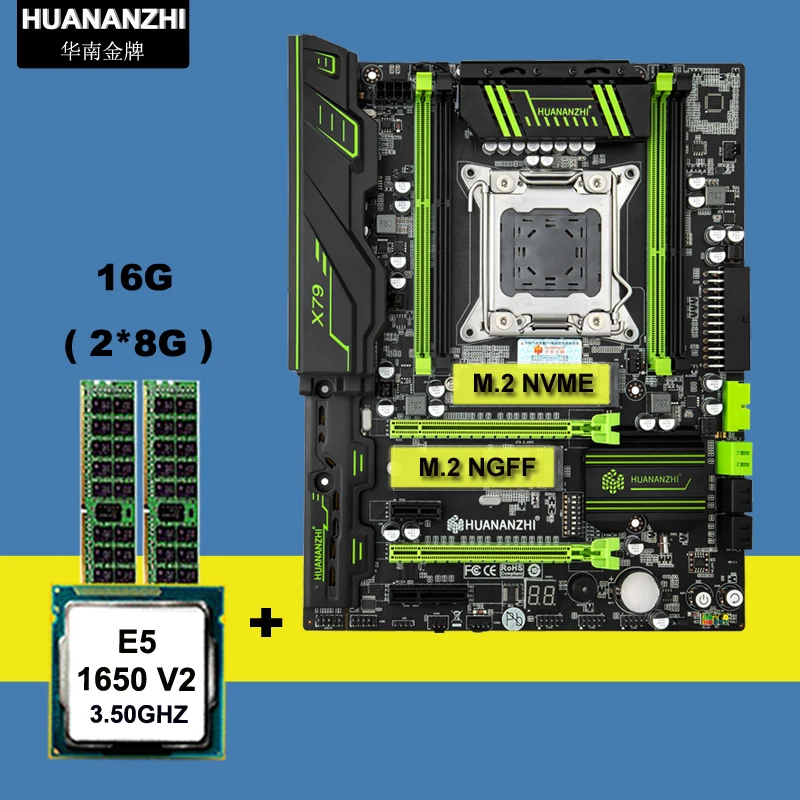 Материнская плата HUANANZHI X79 с разъемом M.2 процессор Intel Xeon E5 1650 V2 3 5 ГГц память 16 Гб (2*8
