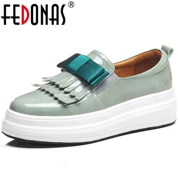 

FEDONAS Women Platforms Flats Butterfly Knot Bowtie Slip On Cow Leather brand Design Casual Shoes Spring Summer Shoes Women