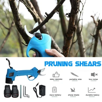 

2000mAh Rechargeable Electric Pruning Scissors Pruning Shears Garden Pruner Secateur Branch Cutter Cutting Tool w/ 2x Battery
