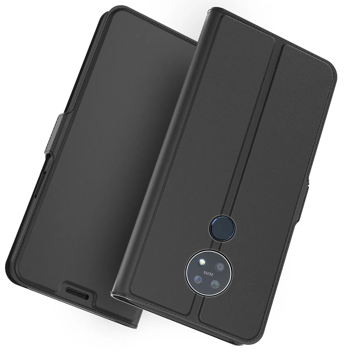 Чехол из искусственной кожи для Nokia 7,2/6,2/3.1C/2,2/X71/4,2/1 Plus, чехол с отделениями для карт, откидная подставка, чехол-кошелек, пряжка с магнитом, чехол для телефона - Color: Black