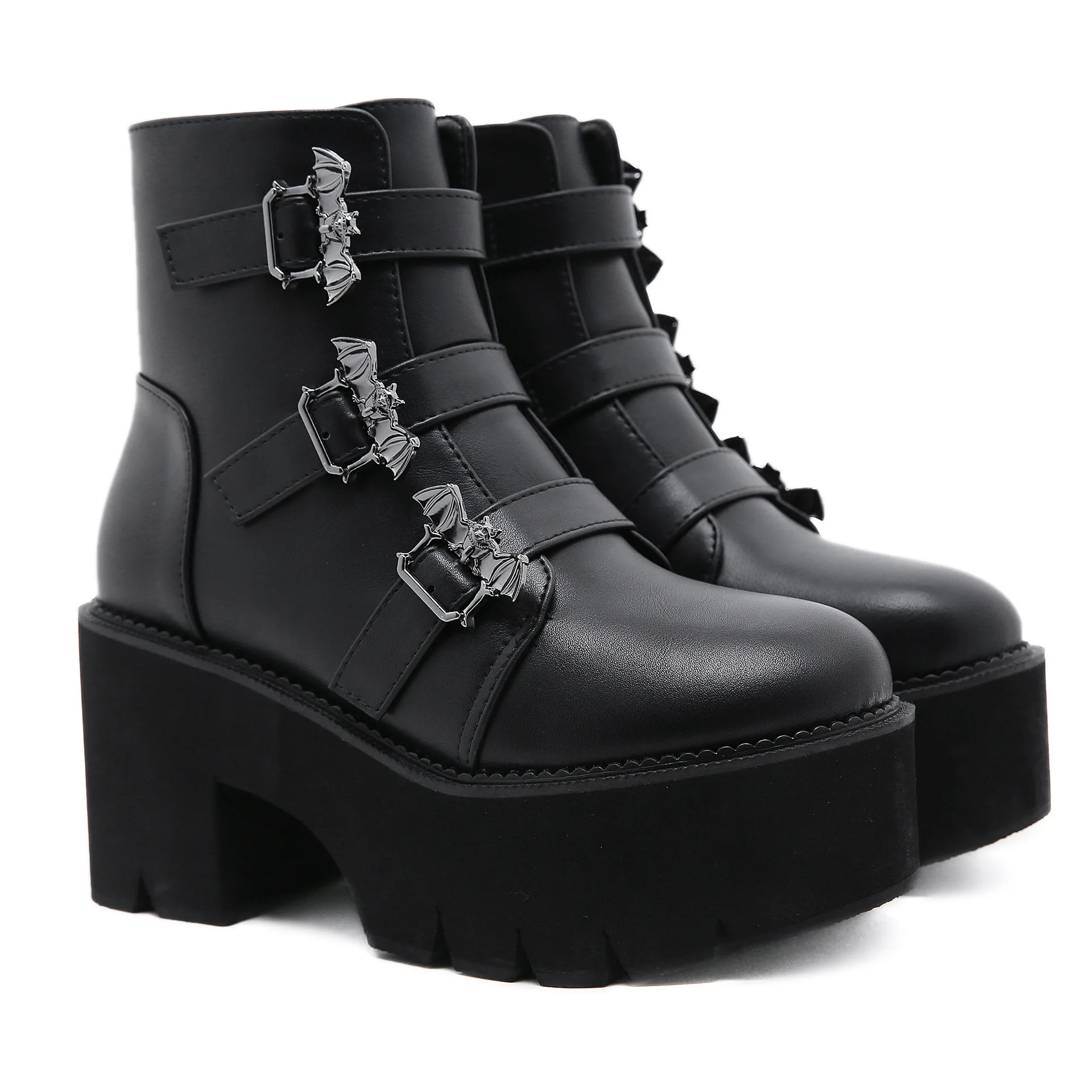 platform boots with buckles cheap