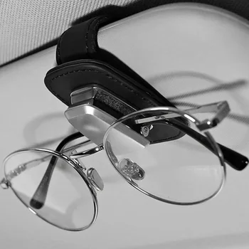 

Inner Glasses Clip Black Card Tickets Leather+Metal Claw Parts Universal