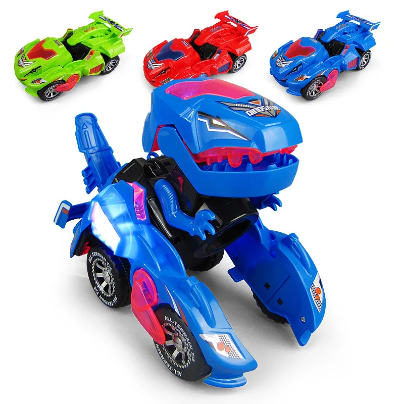 

Deformation Electric Dinosour Car Toy Universal Wheel Transformation Robot Vehicle With Lights Sounds Gift for Kids