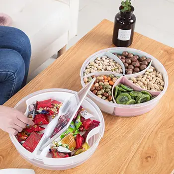 

Plastic Snack Storage Box Lightness and Portability No Space Occupy Candy Melon Seed Holder Tray Nuts Case Fruit Plate