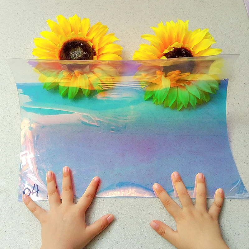 

Handbags Fabric Crafts Transparent IridescentHolographic Magic Mirror Vinyl Holographic PVC Clothing Pencil cases DIY Decorative
